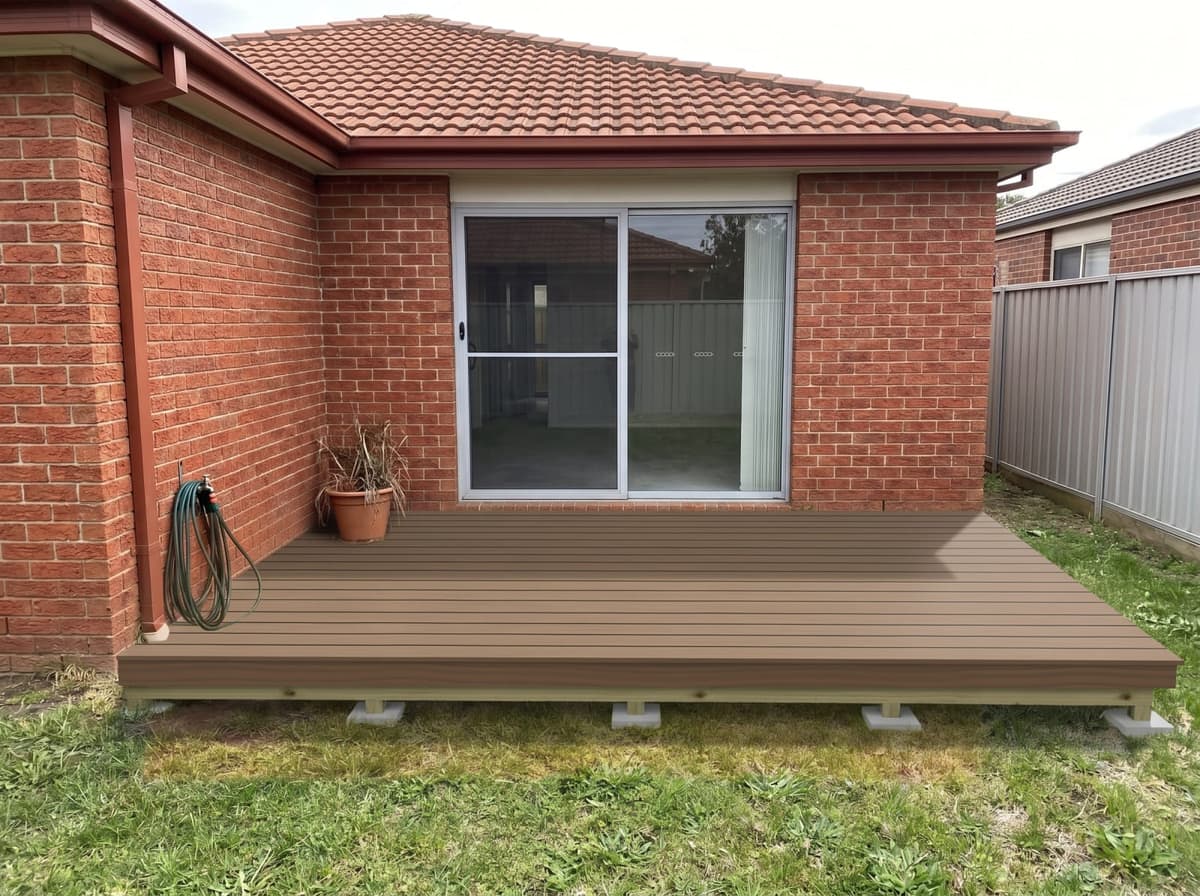 AI picture of the same house with a deck in WoodEvo Home, Tallowwood, in daylight
